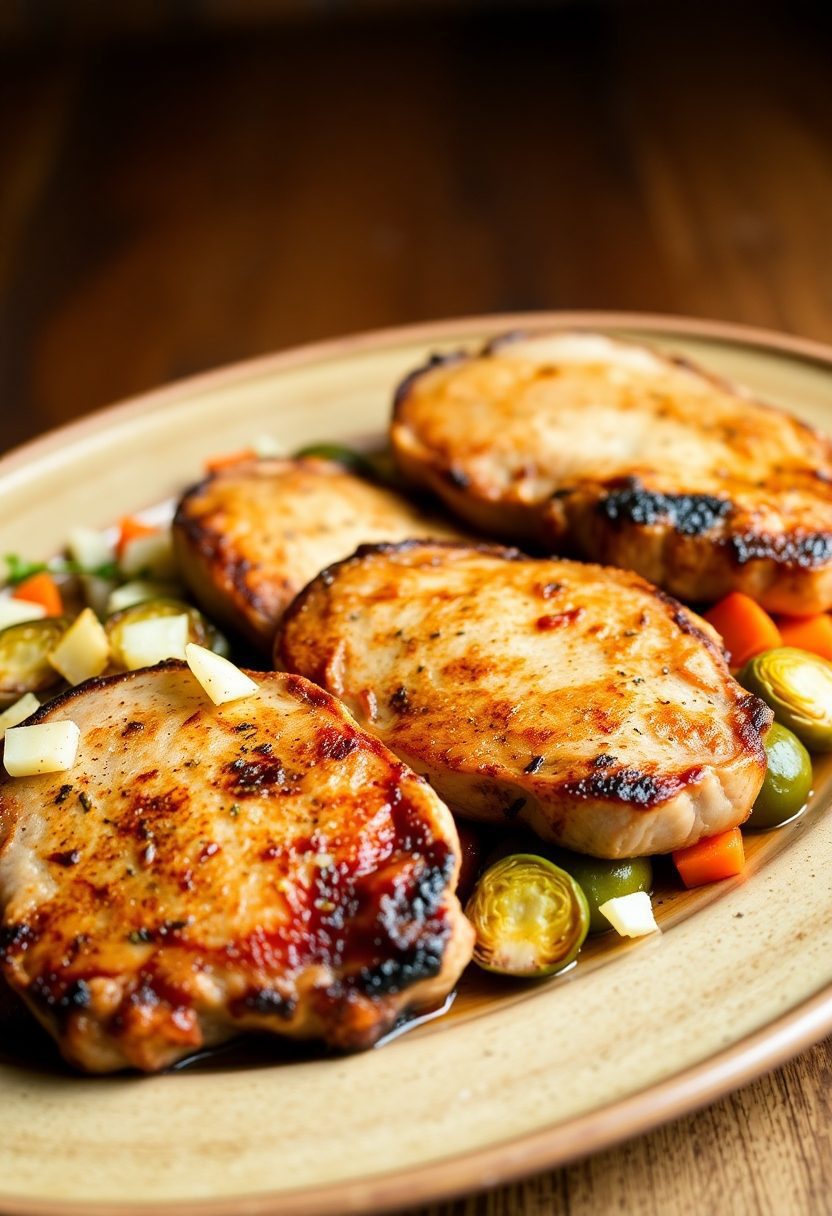 grilled pork and vegetables
