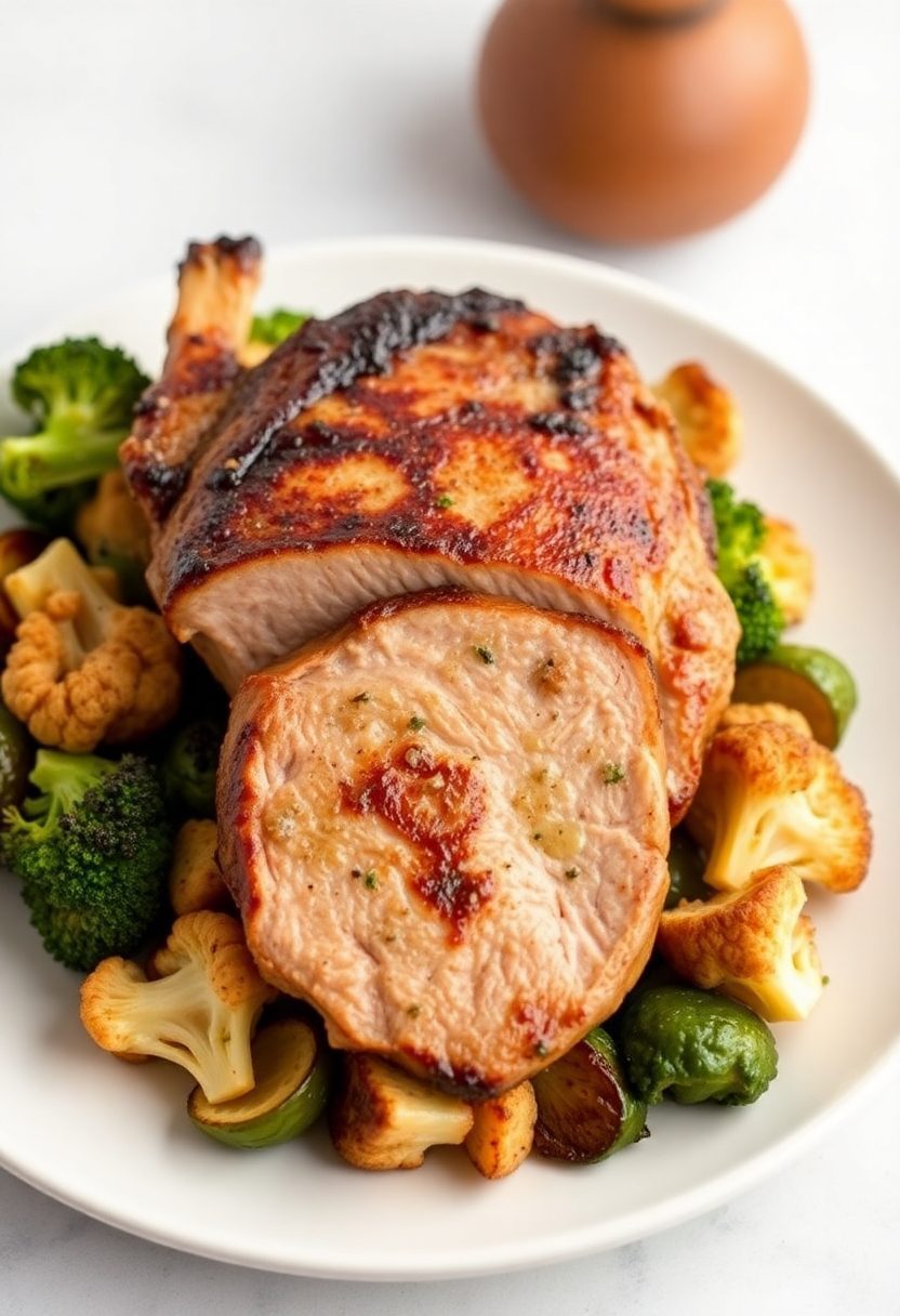 grilled pork with vegetables