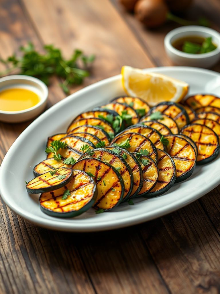 grilled squash with herbs