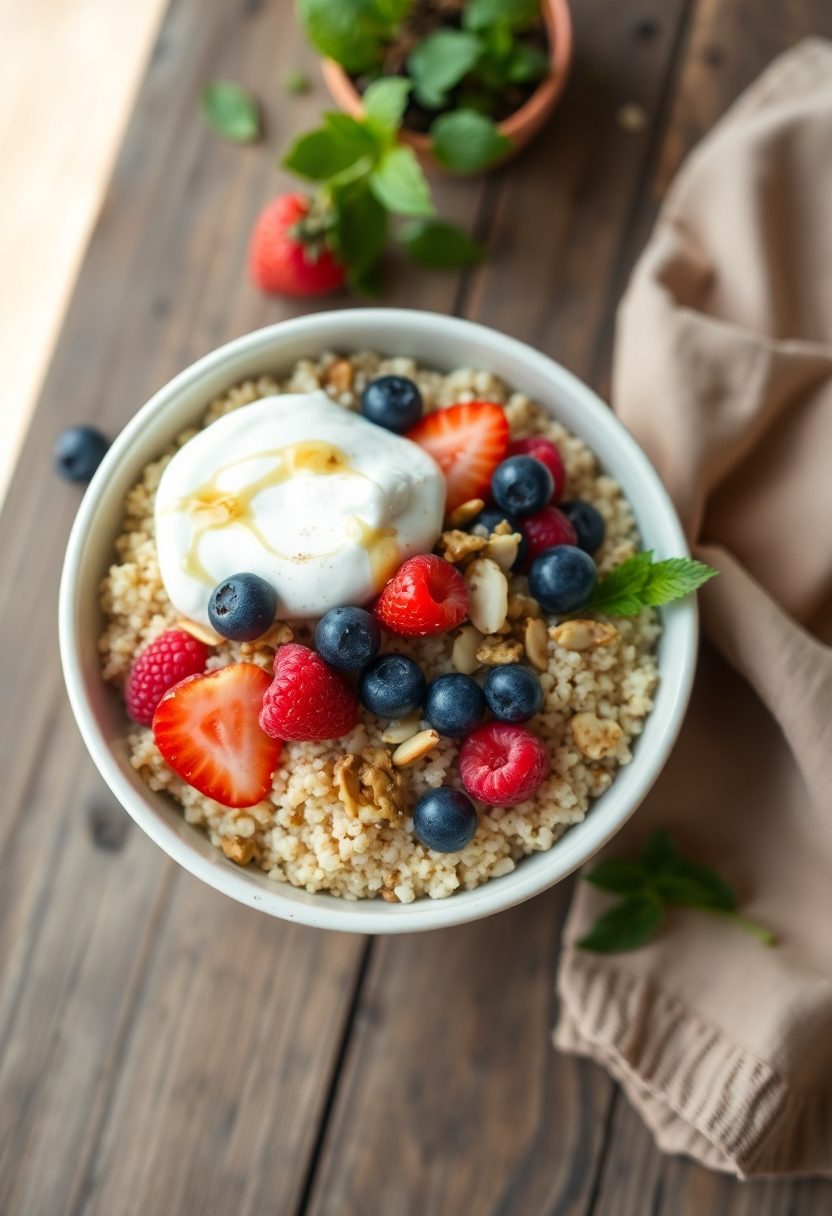 healthy morning grain bowl