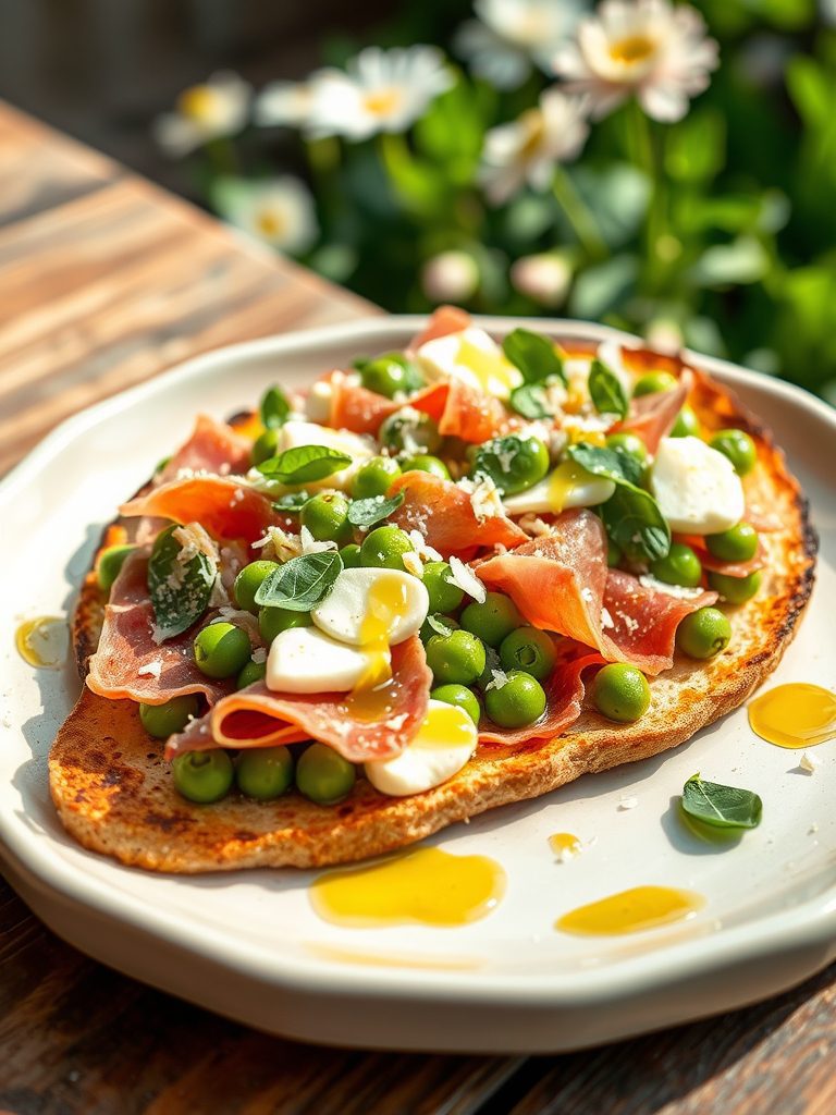 italian spring pea flatbread