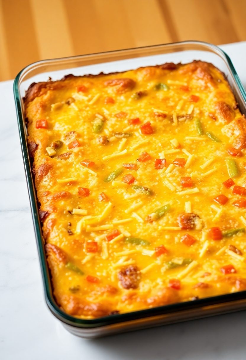 layered breakfast casserole dish