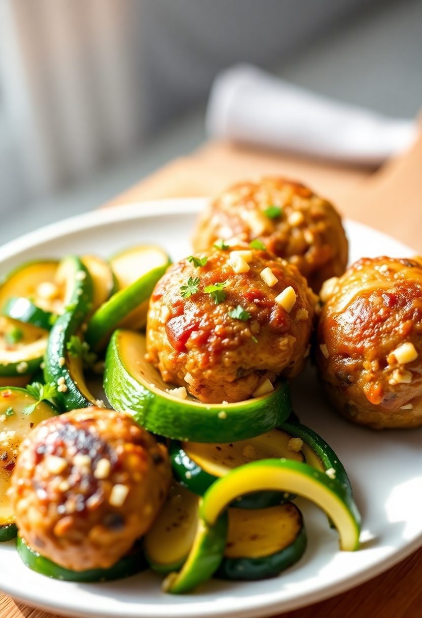 meatballs with zucchini side