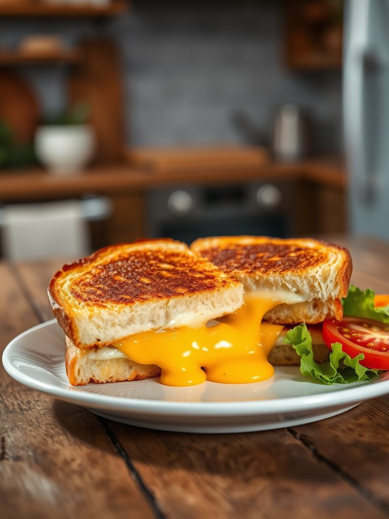 melting cheese on bread