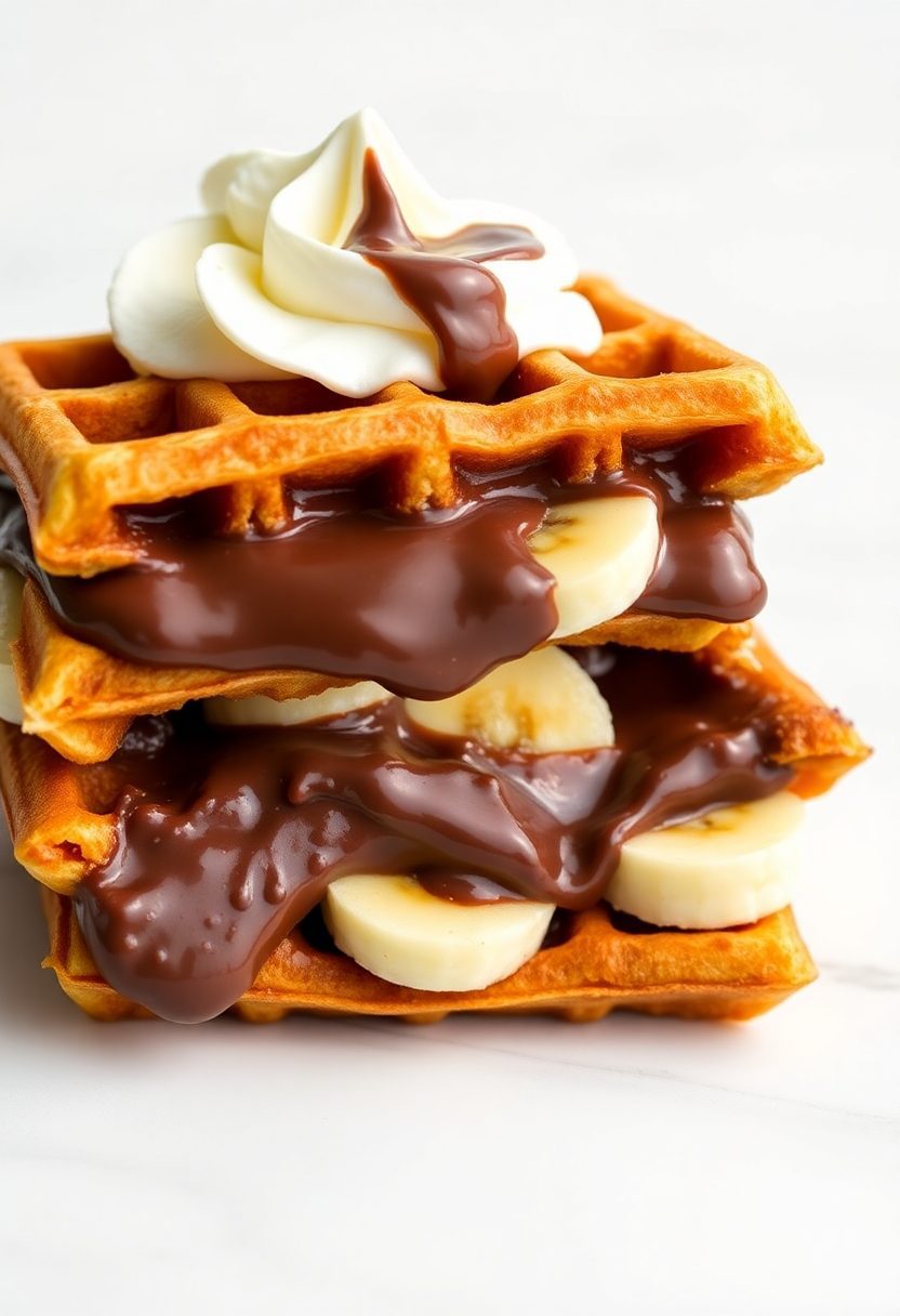 nutella filled waffle sandwiches