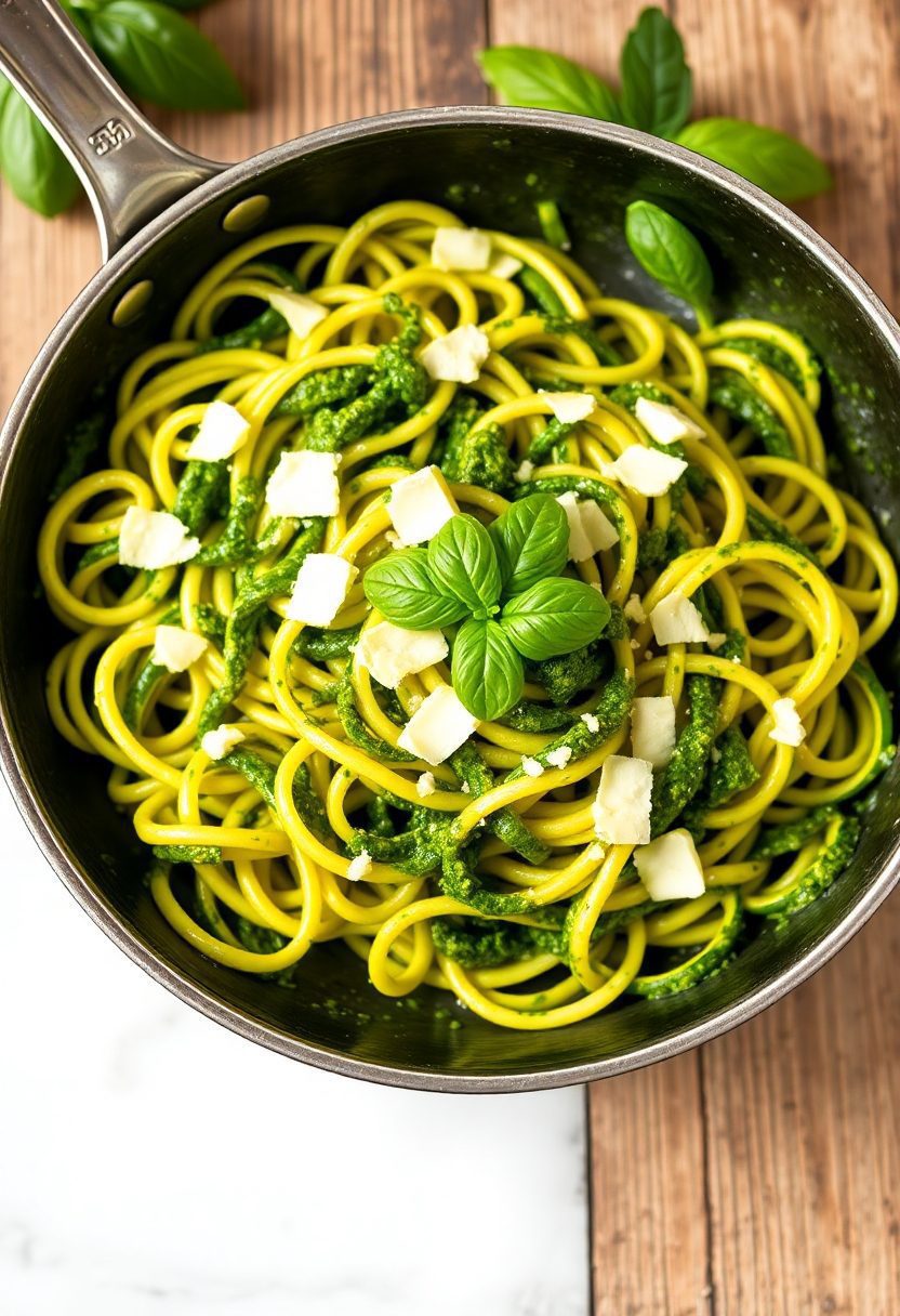 pesto zucchini noodle dish