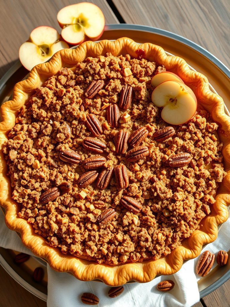 pie topped with nuts
