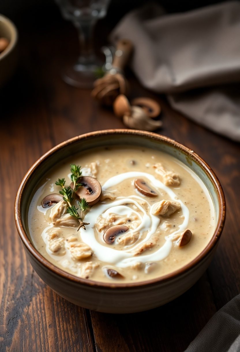 rich chicken mushroom broth