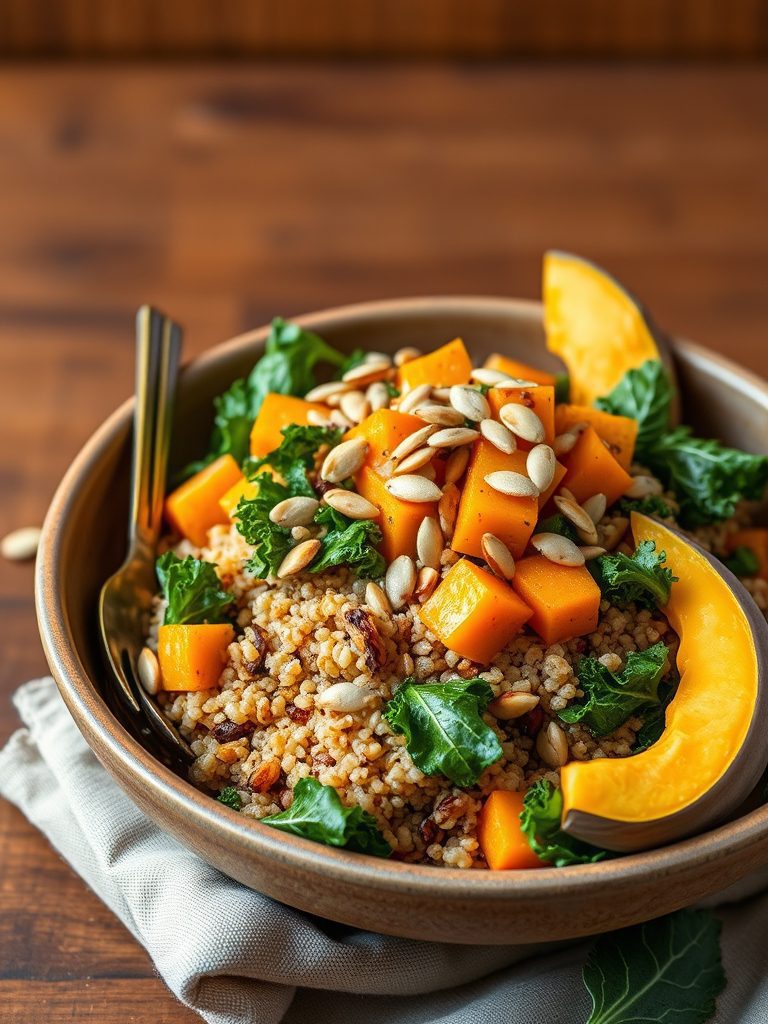 roasted squash and kale