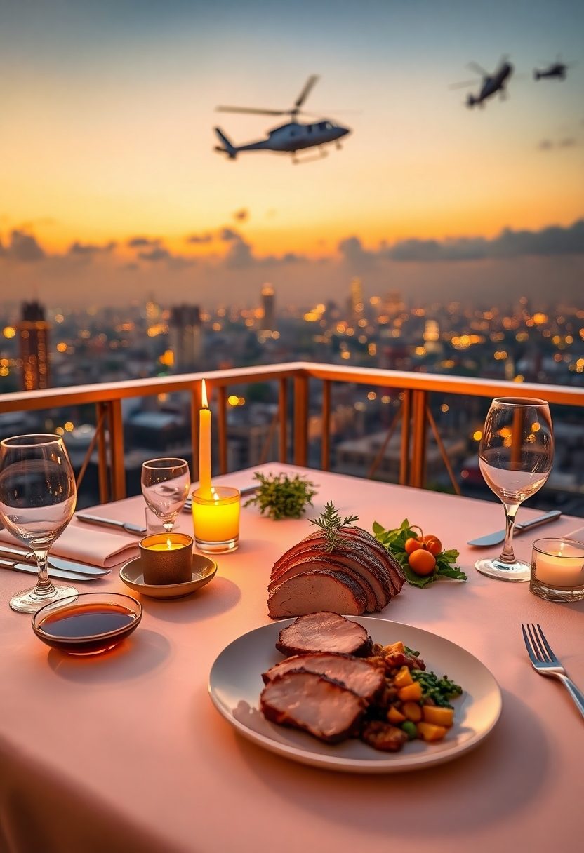 rooftop dining helicopter ride