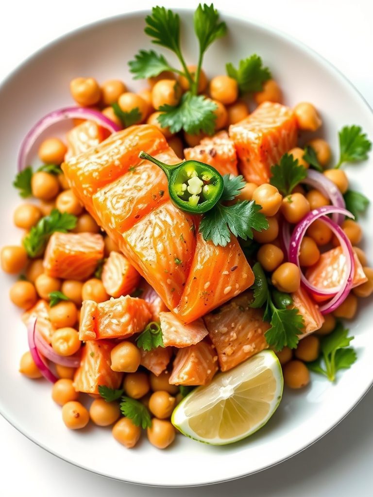 salmon and chickpea mix