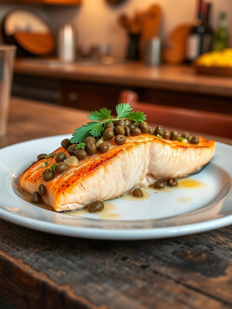 salmon cooked with capers