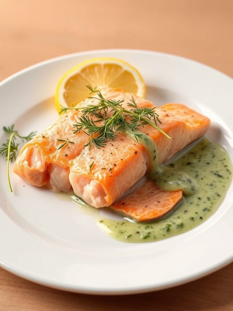 salmon cooked with dill