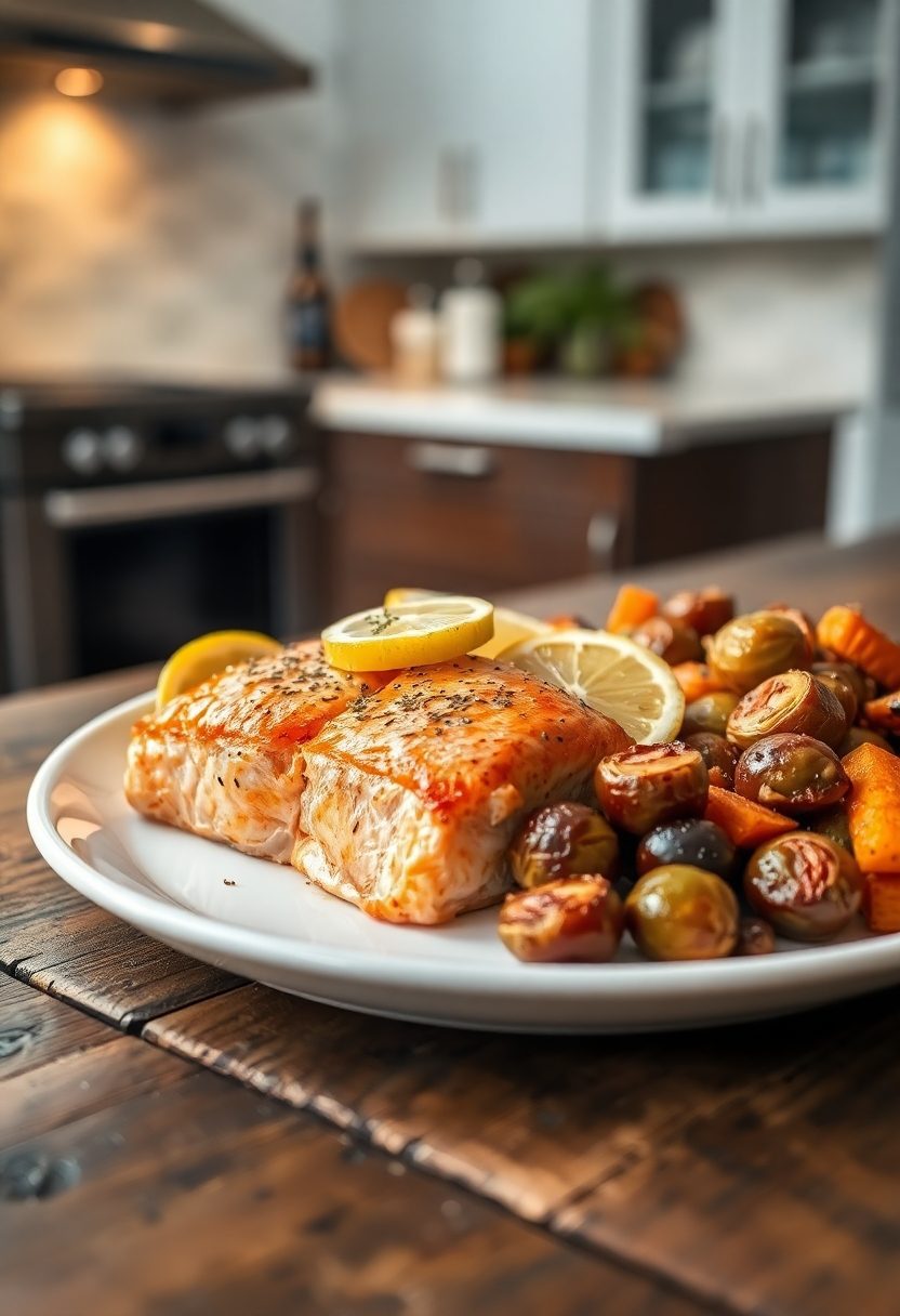 salmon cooked with vegetables