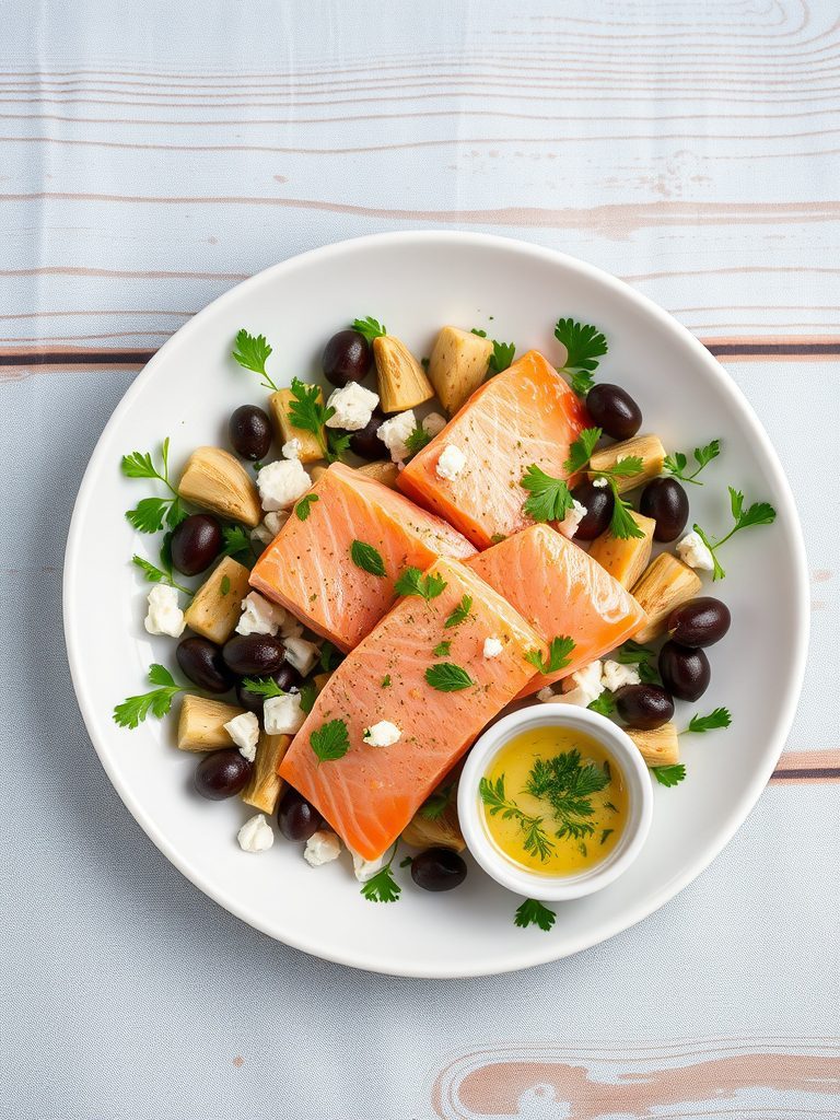 salmon salad with feta