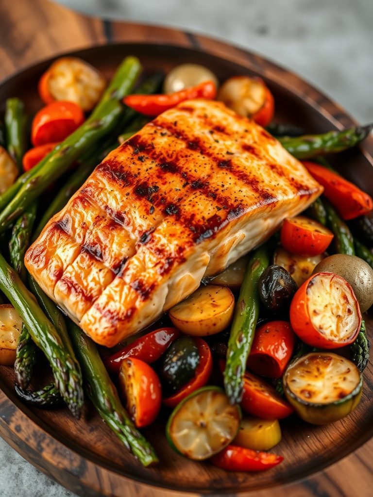 salmon with roasted vegetables