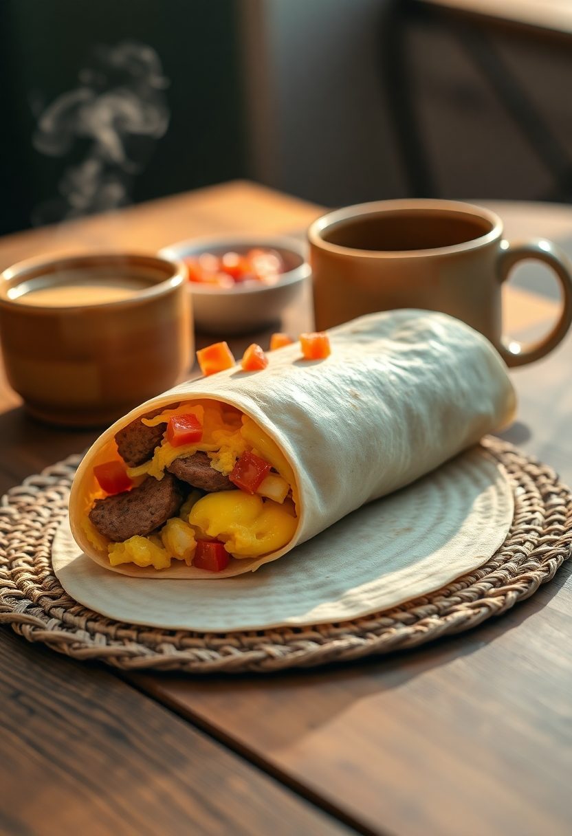 scrambled egg sausage burritos