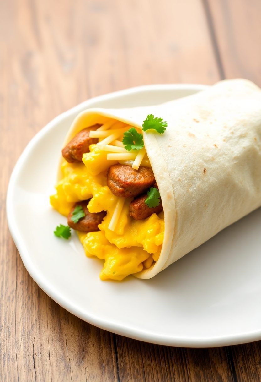 scrambled eggs and sausage
