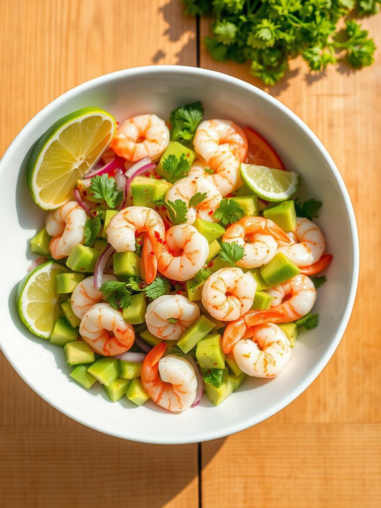 shrimp avocado salad dish