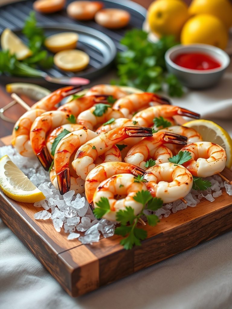 shrimp cooked on skewers