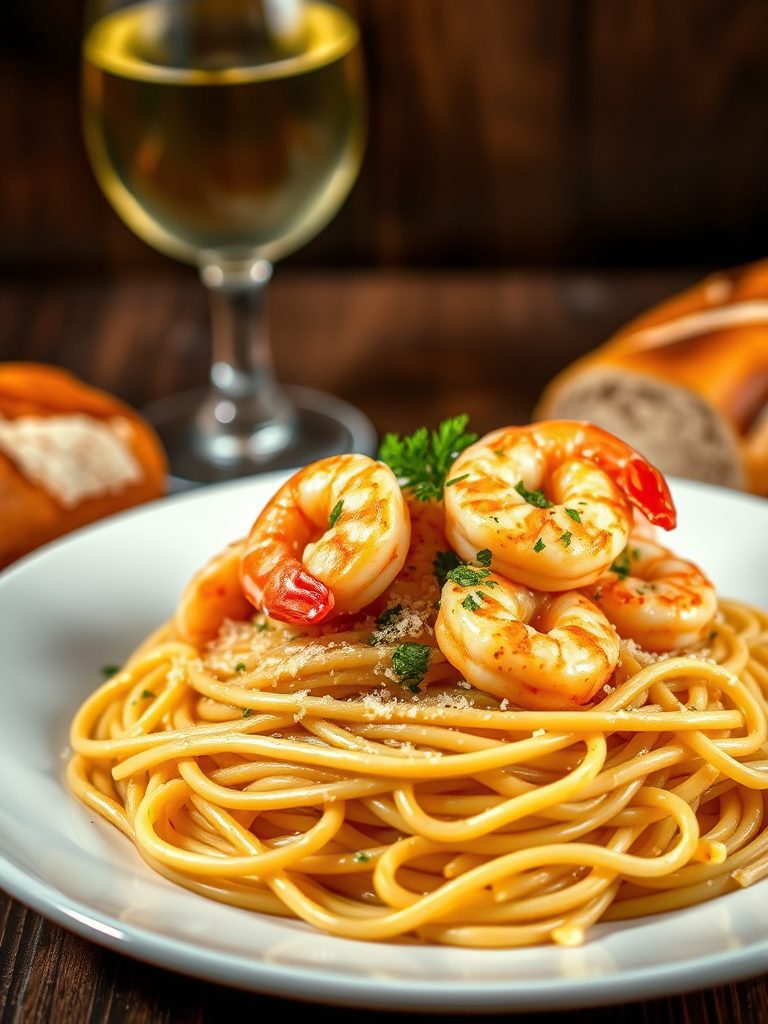 shrimp with garlic pasta