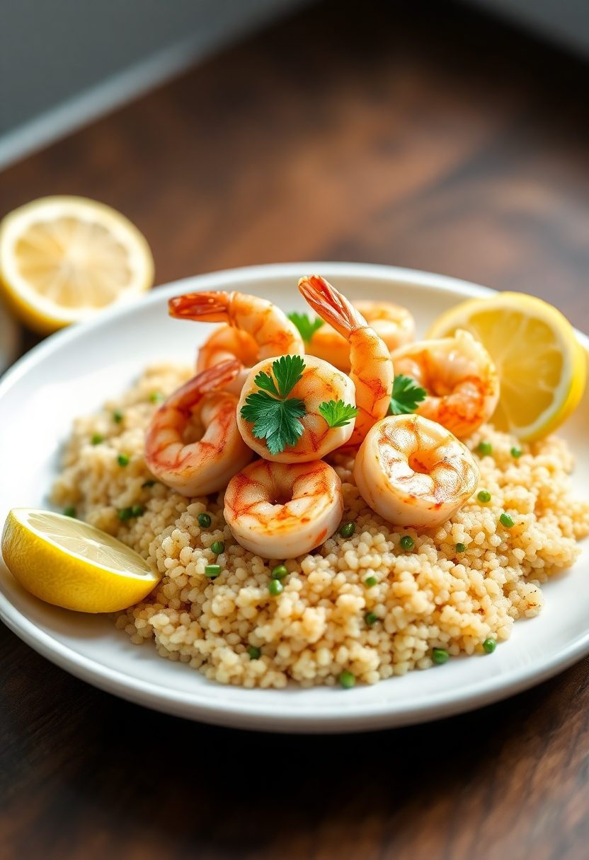 shrimp with garlic quinoa