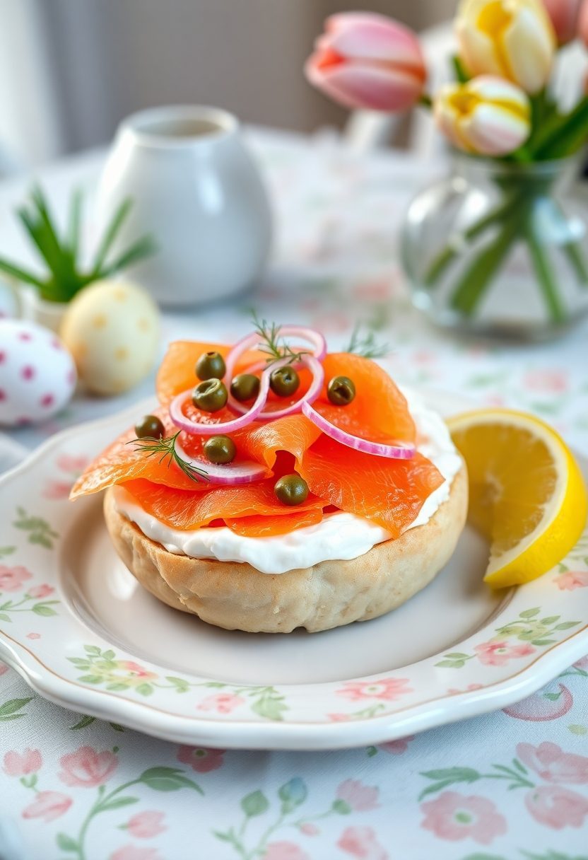 smoked salmon easter bagels