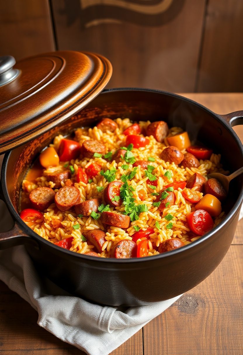 spicy sausage rice dish