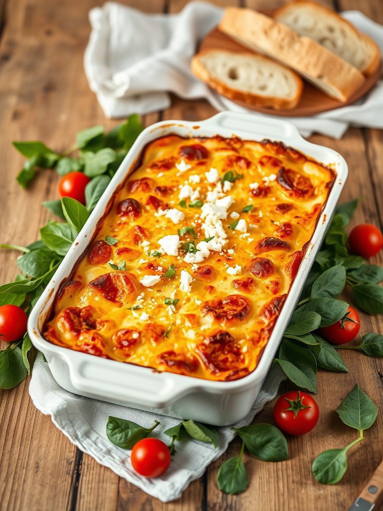 spinach feta noodle dish