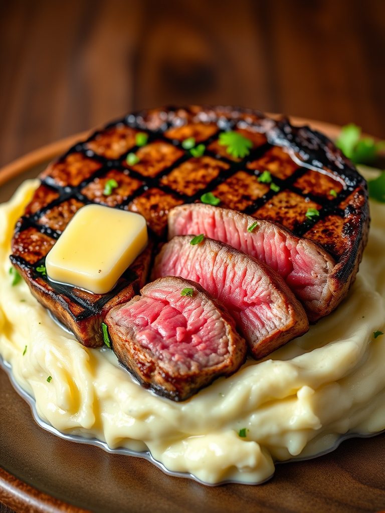 steak and garlic meal