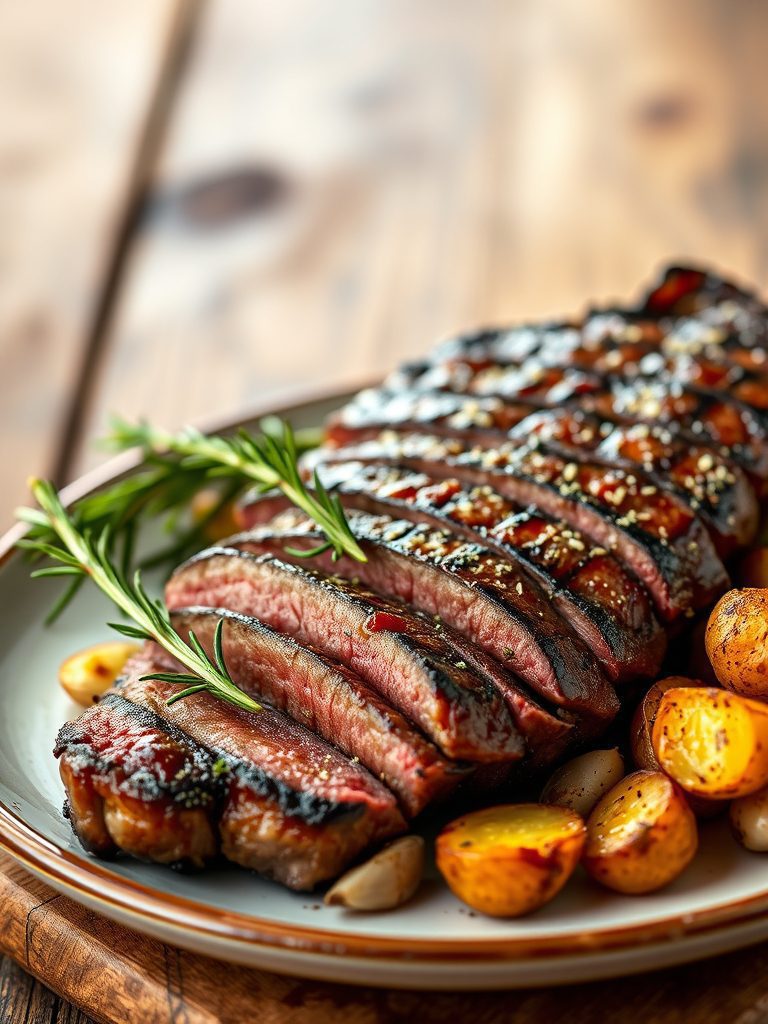 steak and roasted potatoes