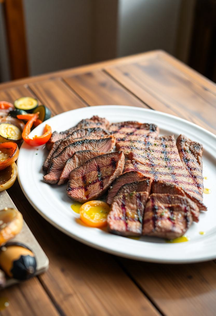 steak and roasted vegetables