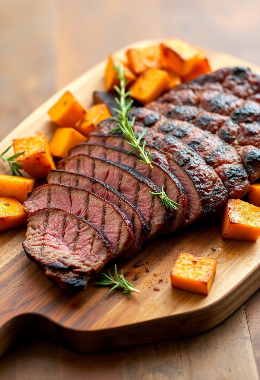 steak and sweet potatoes
