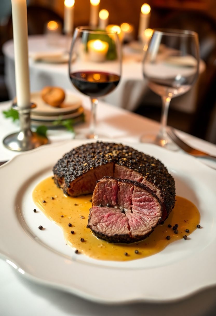 steak cooked with pepper