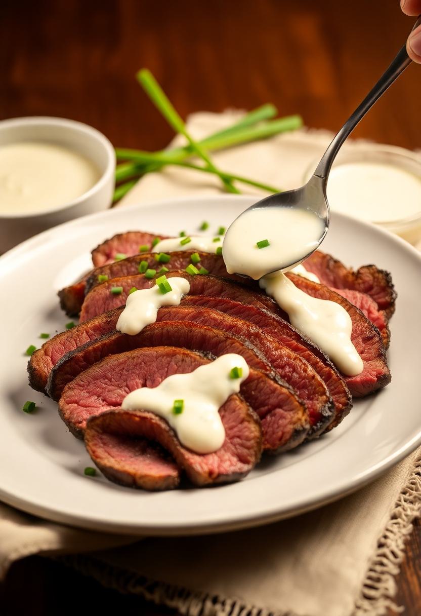 steak with creamy sauce