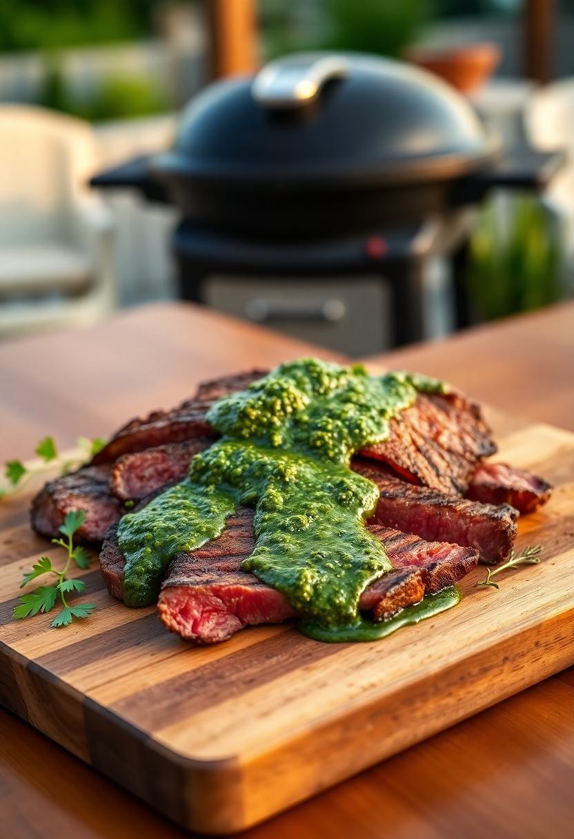 steak with herb sauce