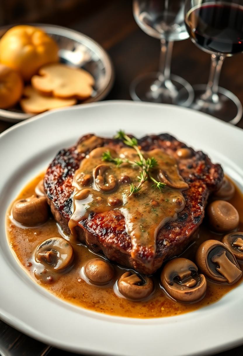 steak with mushroom sauce