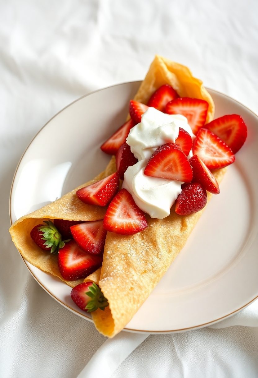 strawberry cream filled crepes