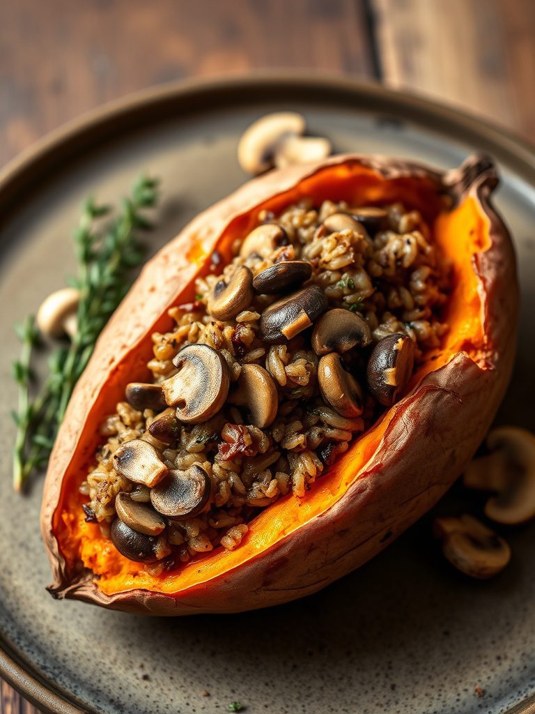 sweet potatoes with mushrooms