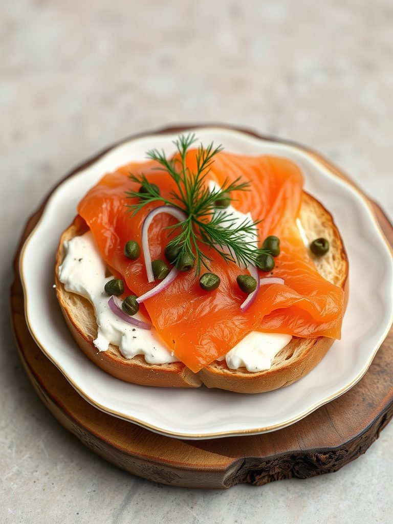 toasted bagel with salmon