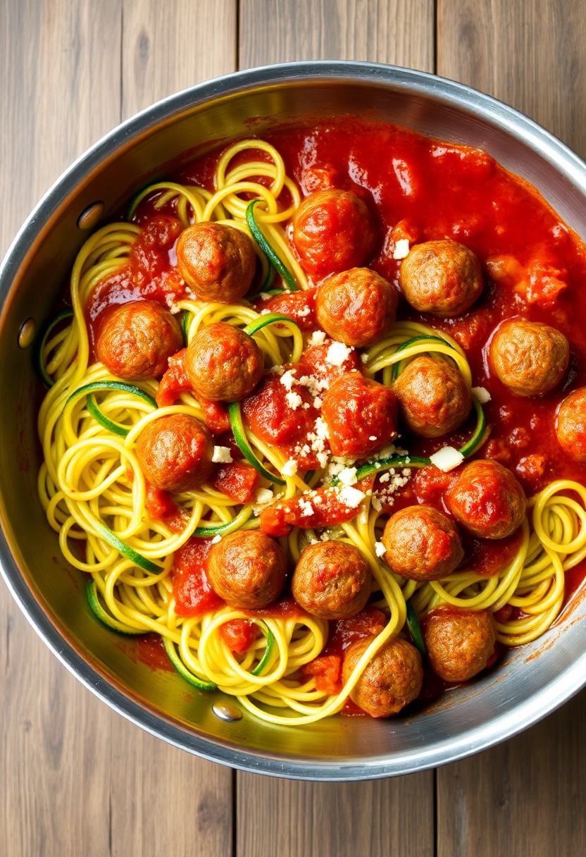 turkey meatball zucchini stirfry