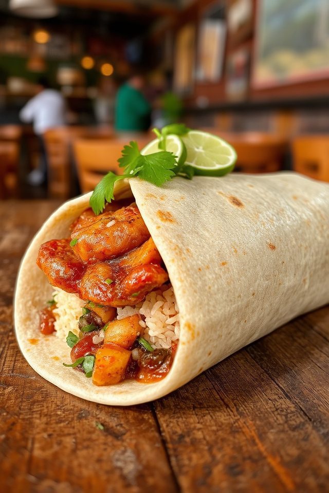 adobo chicken burrito meal