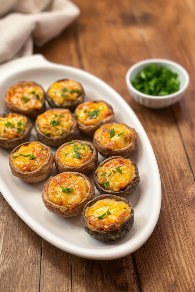 air fried cheesy mushrooms