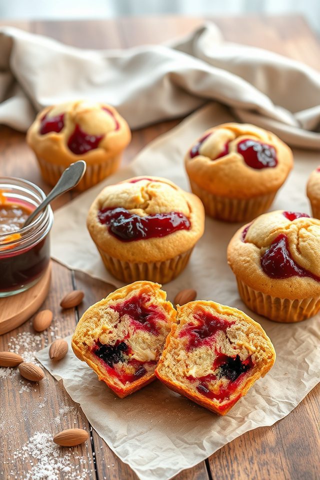 almond butter jam muffins