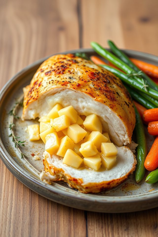 apple cheddar stuffed chicken