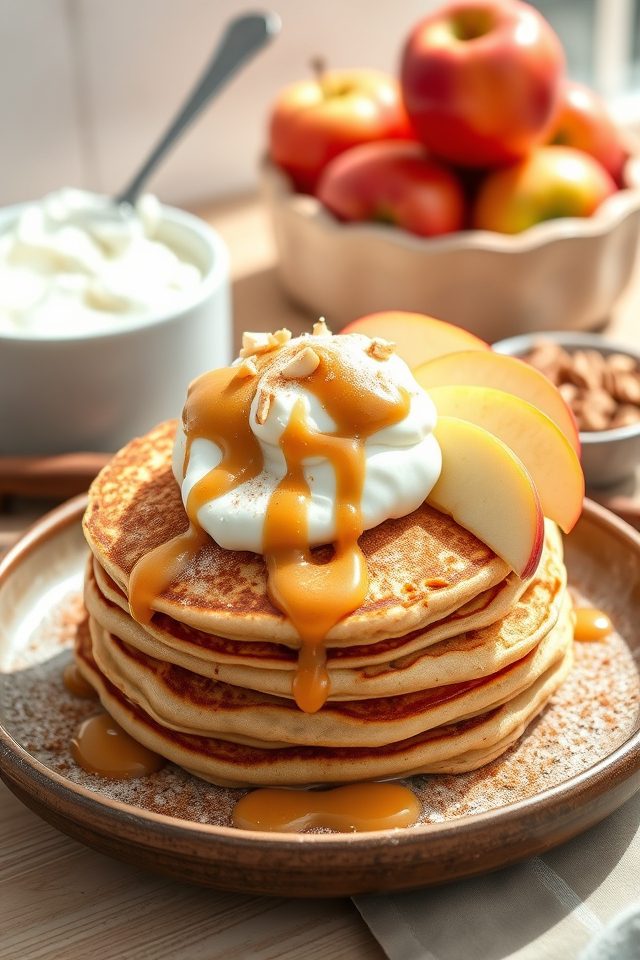 apple cinnamon protein pancakes