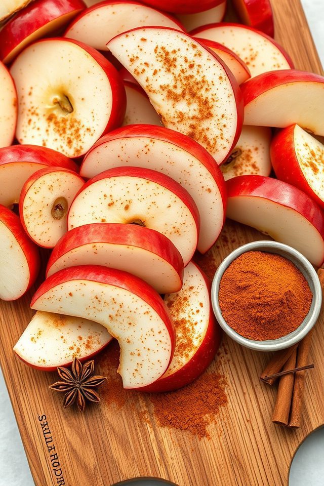 apple slices topped cinnamon