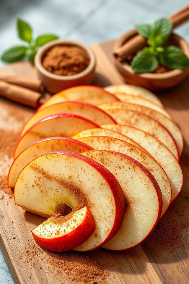 apple slices with cinnamon