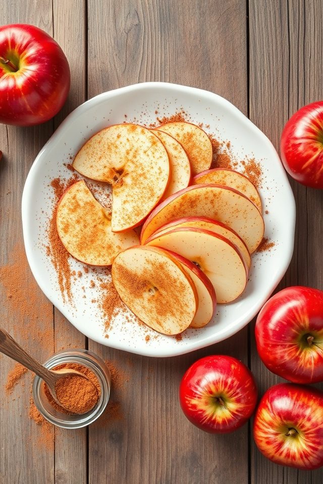 apple slices with cinnamon