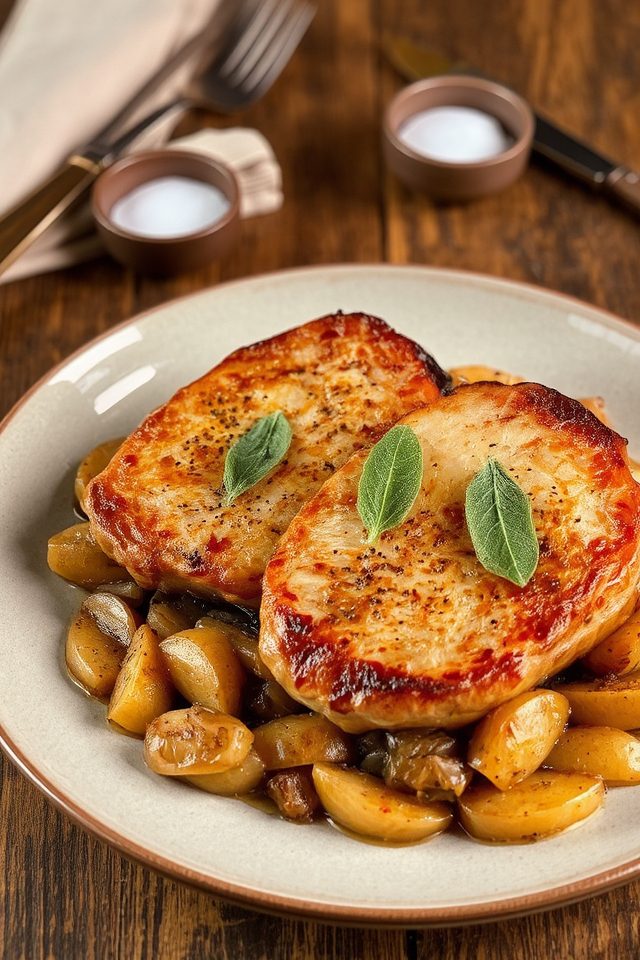 apples sage seared pork